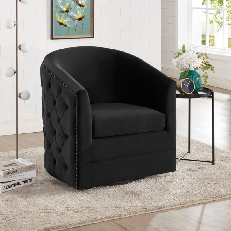 HiLine Gift Ltd. Velvet Swivel Barrel Chair Wayfair
